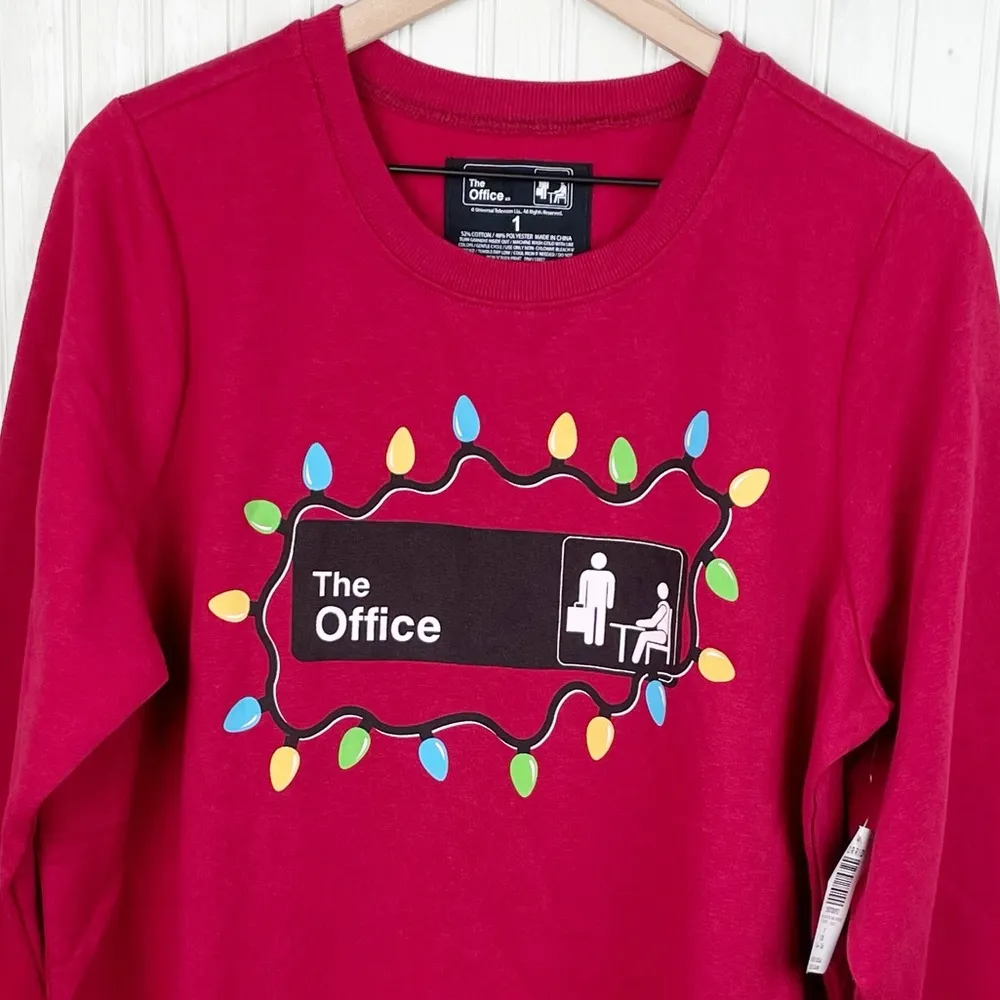 NEW Torrid Cozy Fleece The Office Christmas Lights Sweatshirt Jester Red Size 1X - Image 5