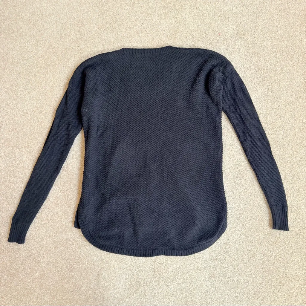 Madewell Chronicle Texture Waffle Knit Black Round Neck Pullover Sweater XS - Image 4
