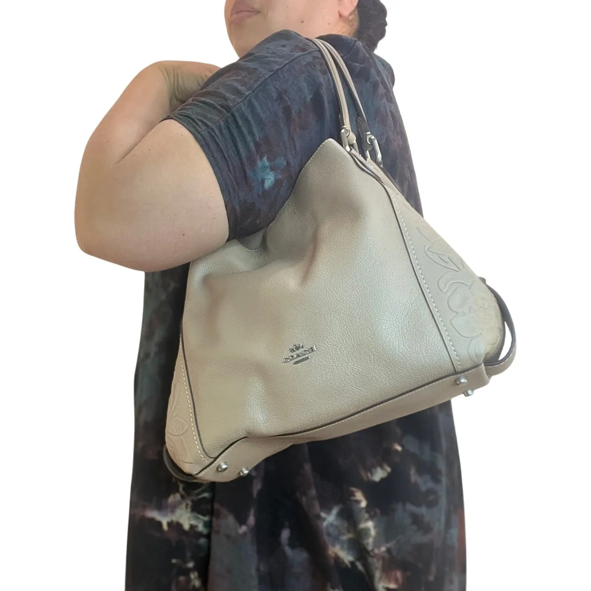 Coach Edie 31 Shoulder Bag 12034 Taupe Tooled Handbag Leather Purse - Image 2