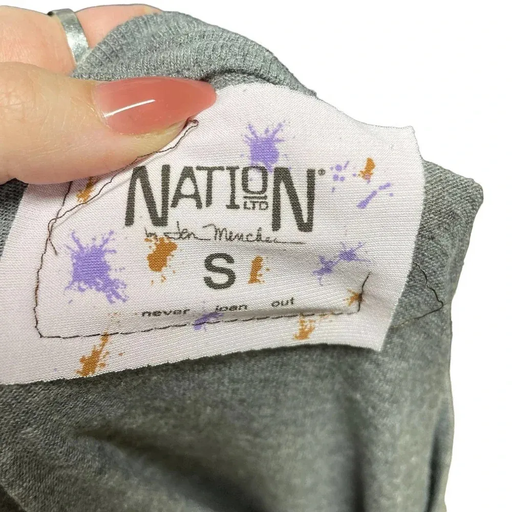 Nation LTD‎ Heather Gray Pullover Fringe Long Sleeve Top Size Small - Image 9