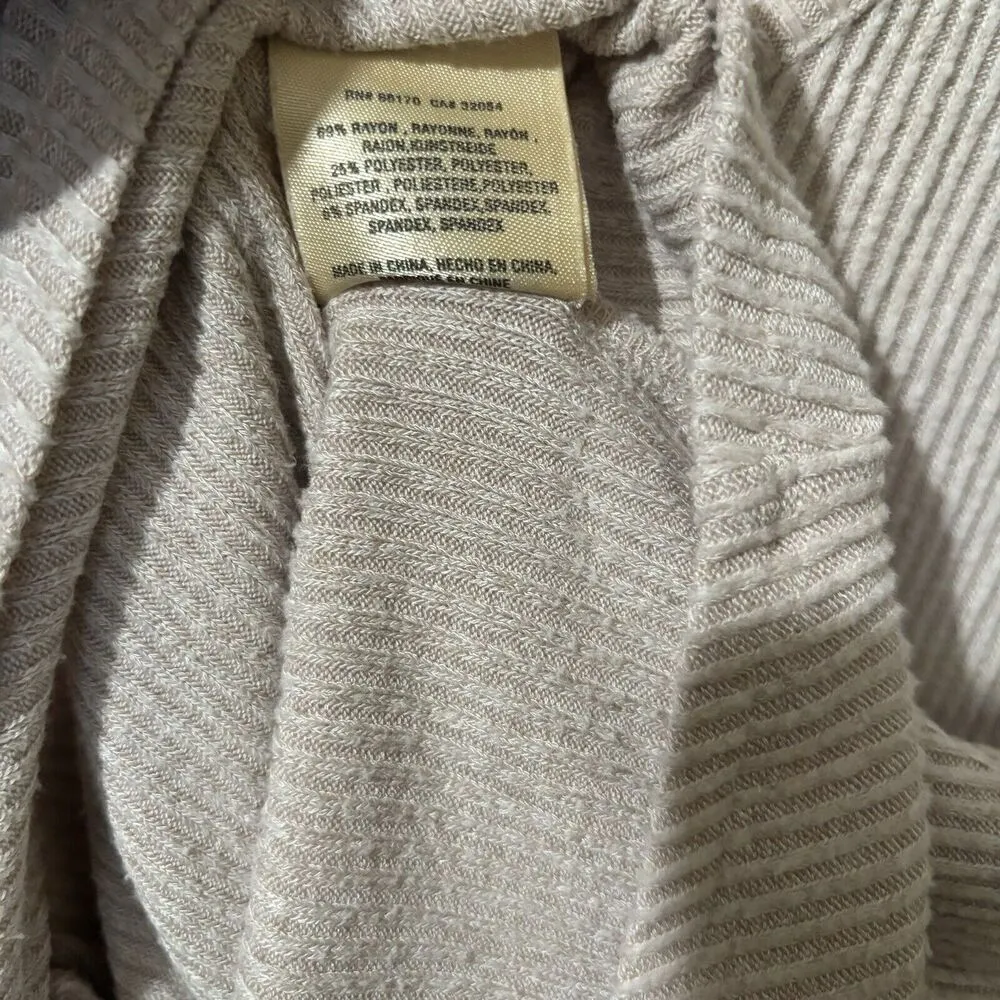 Saturday Sunday Anthropologie Top Womens Large Beige Ribbed Knot Front Blouse - Image 7