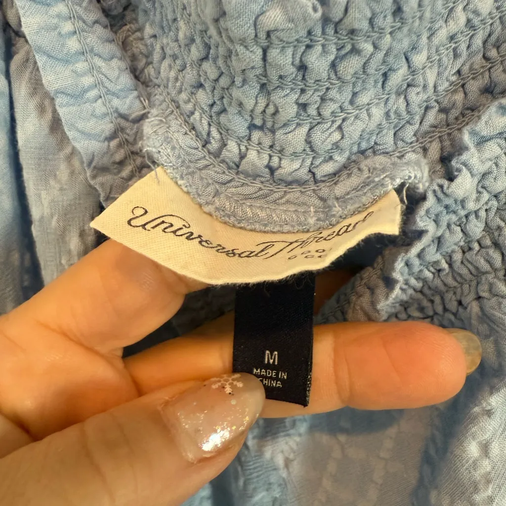 Universal Thread Blue Poplin Size Medium Wide Leg Jumpsuit Romper Woman’s - Image 6