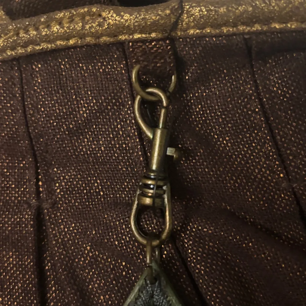 Brown/Gold Metallic Cloth Shoulder Bag Boho Fall Fairycore Grandma Minimalist Gold - Image 10