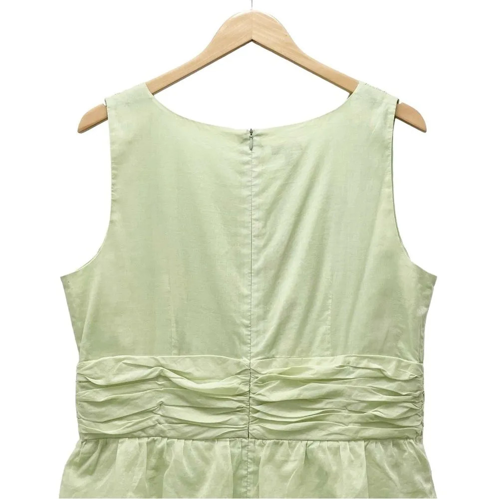 NWT Talbots Sleeveless Dress Women's Size 14 Tiered Ruffled Cotton Celery Green - Image 6