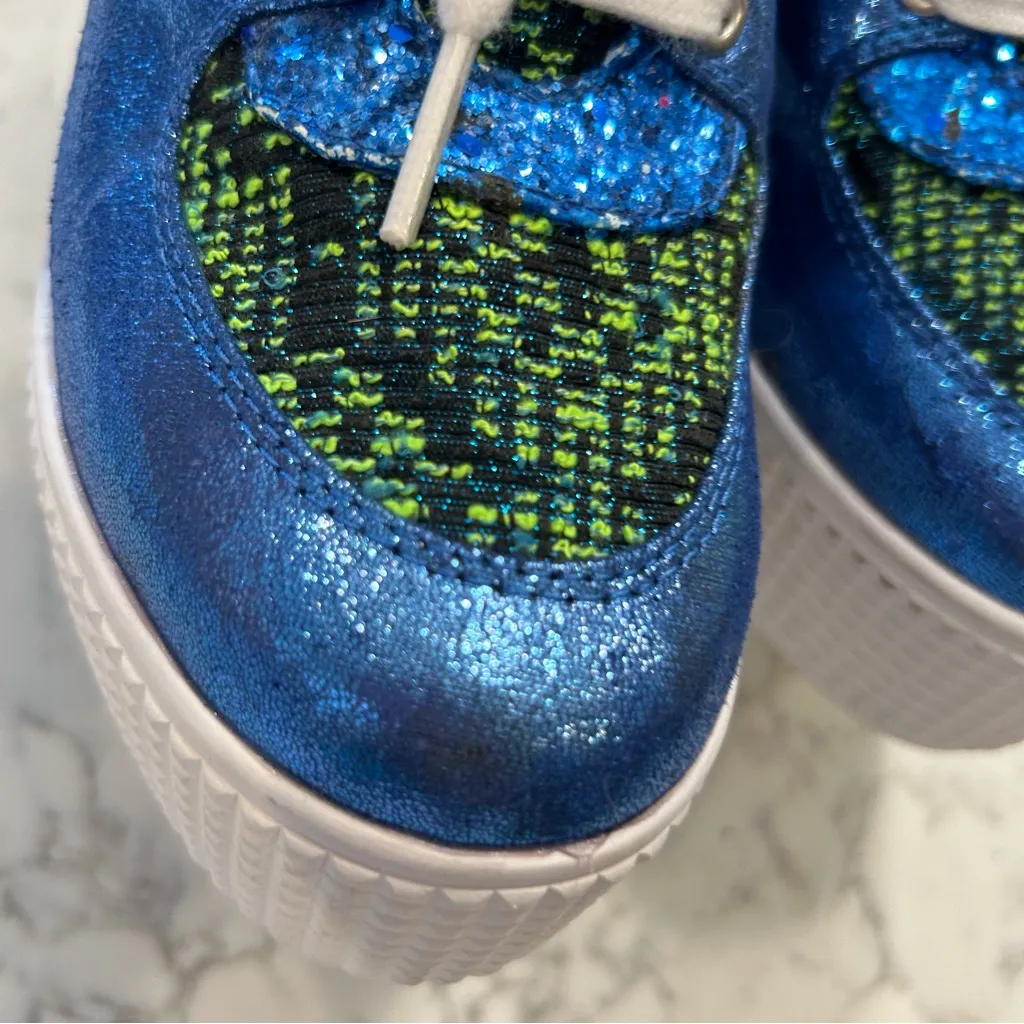 JC Play by Jeffrey Campbell Blue Green Glitter Platform Heels Size 8 - Image 9