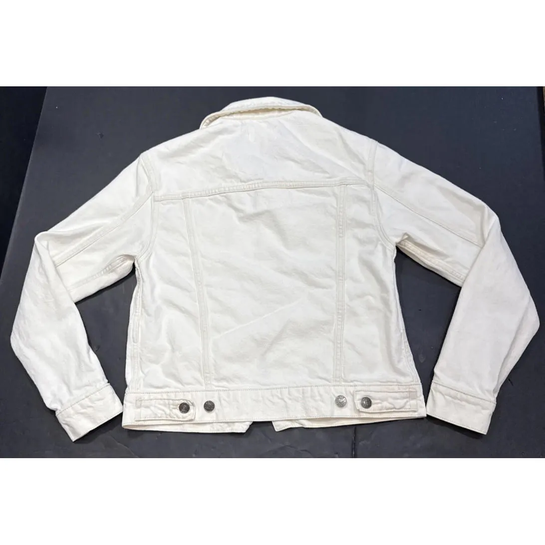 Rails White Denim Jacket Button Front Jean Pockets Lightweight Casual Boho XS - Image 3