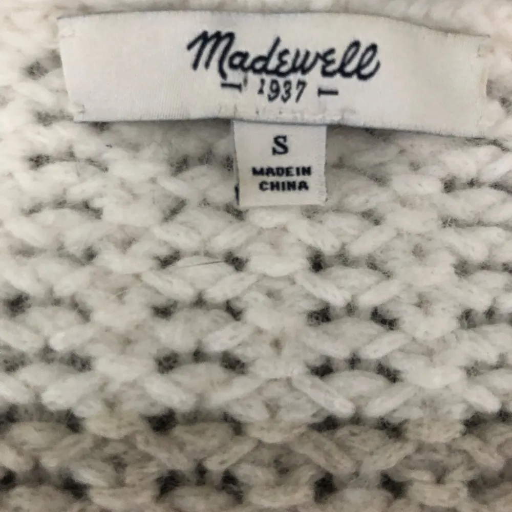 ALPACA Cream Taupe Striped Wool Blend Sweater Sz. S With Fringe Casual - Image 4