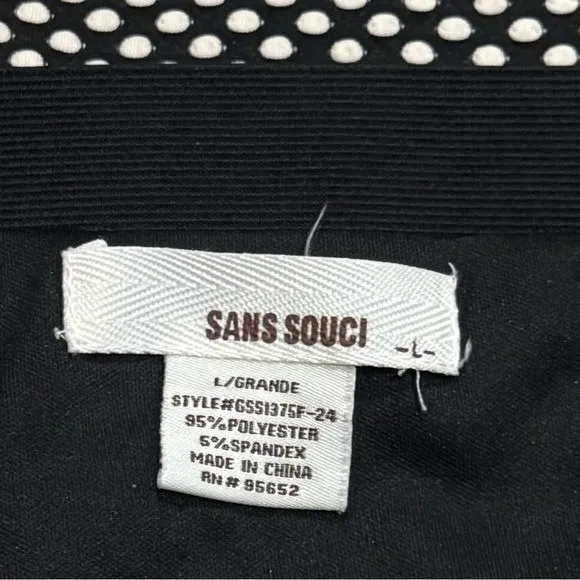 Sans Souci Black and Ivory Artsy Polka Dot Midi Pencil Skirt Career Going out L - Image 5