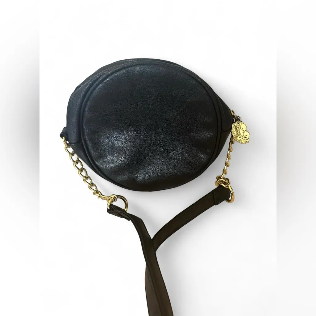 BETSEY JOHNSON LUV BETSEY black Crossbody with Gold glitter smiley face - Image 2