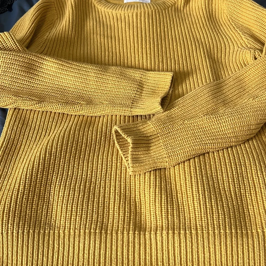 Folk Crewneck Cable Knit Sweater Yellow Size 2 - Image 7