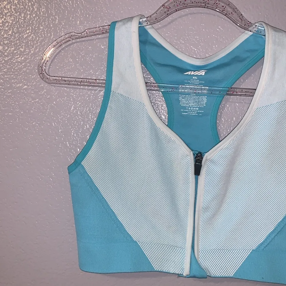 Avia blue front zip padded sports bra - Image 2