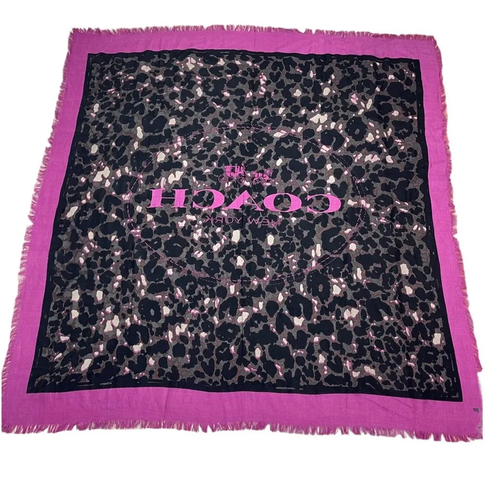 Coach Signature Horse And Carriage Camouflage Print Oversized Square Scarf Wrap - Image 4