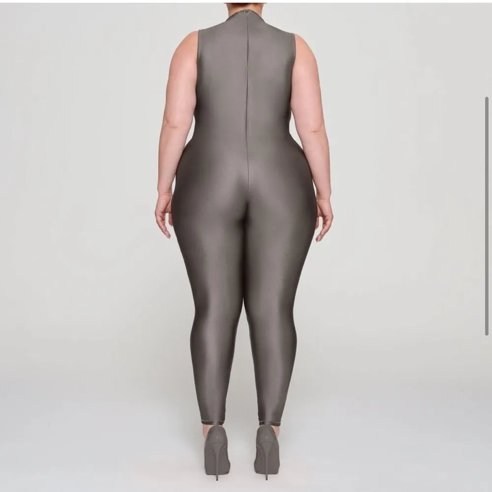 NTW SKIMS shine spandex jersey catsuit - Gray Chalk - Image 3