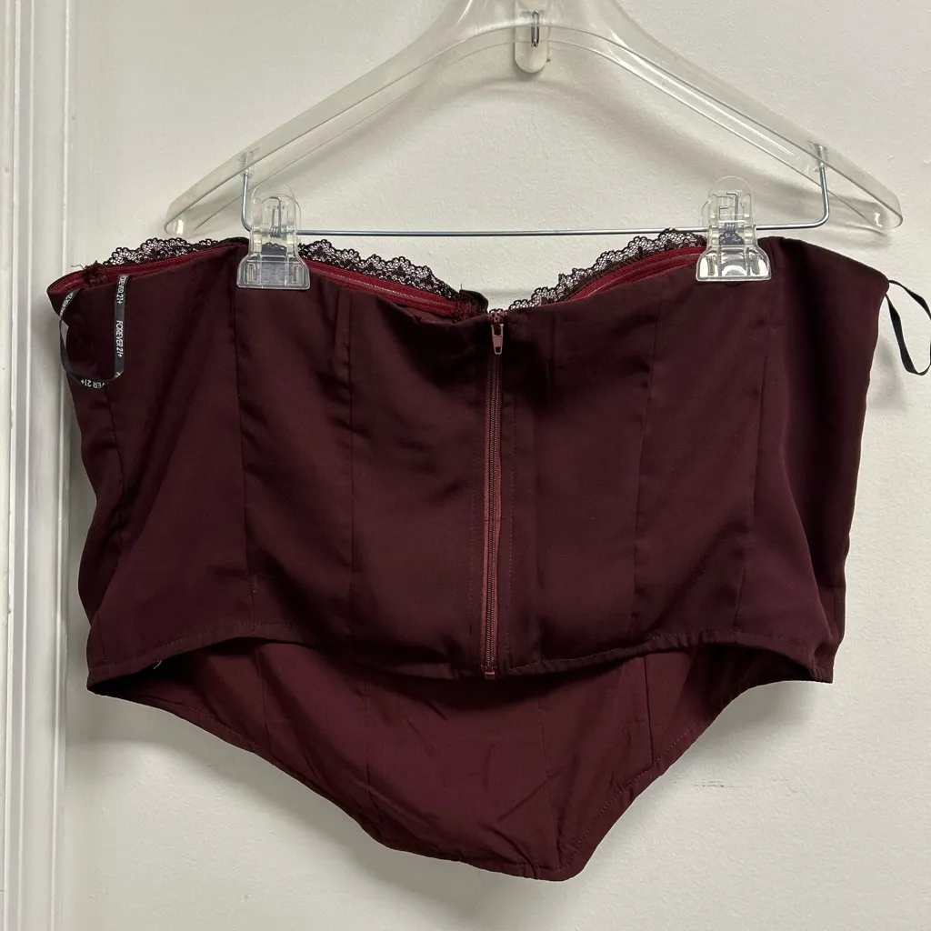 Forever 21 Dark Red Lace Bustier - Image 2