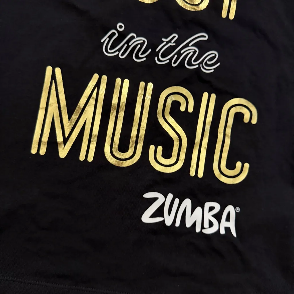 Zumba Tank Top Racerback Graphic Lost In The Music Exercise Fitness Black Gold - Image 3