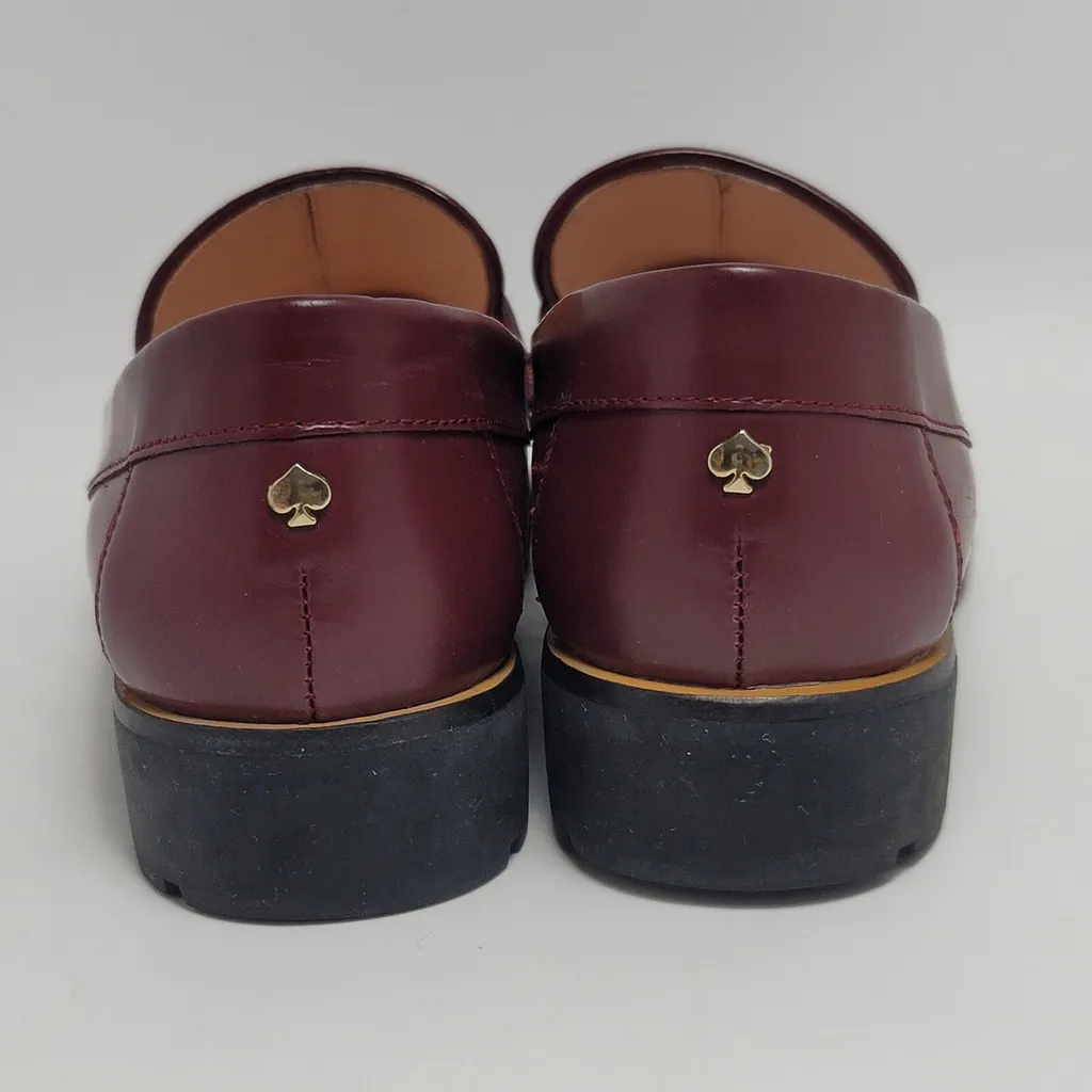 Kate Spade New York Karry Casual Loafers Round Toe Leather Wine Burgundy 6.5M Brown Size 6.5 - Image 9