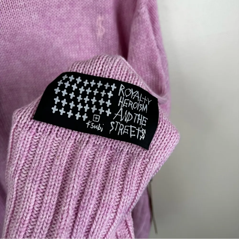 NEW Ksubi Knitted Turtleneck Sweater Womens Large Wool Blend Lilac Pink - Image 5