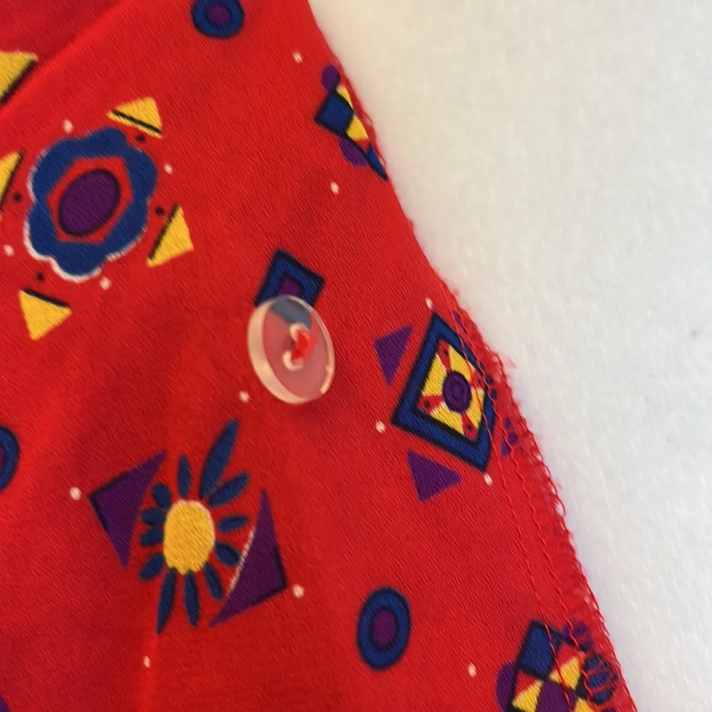 Vintage Josephine Red Asymmetrical Southwestern Blouse Size 12 - Image 9