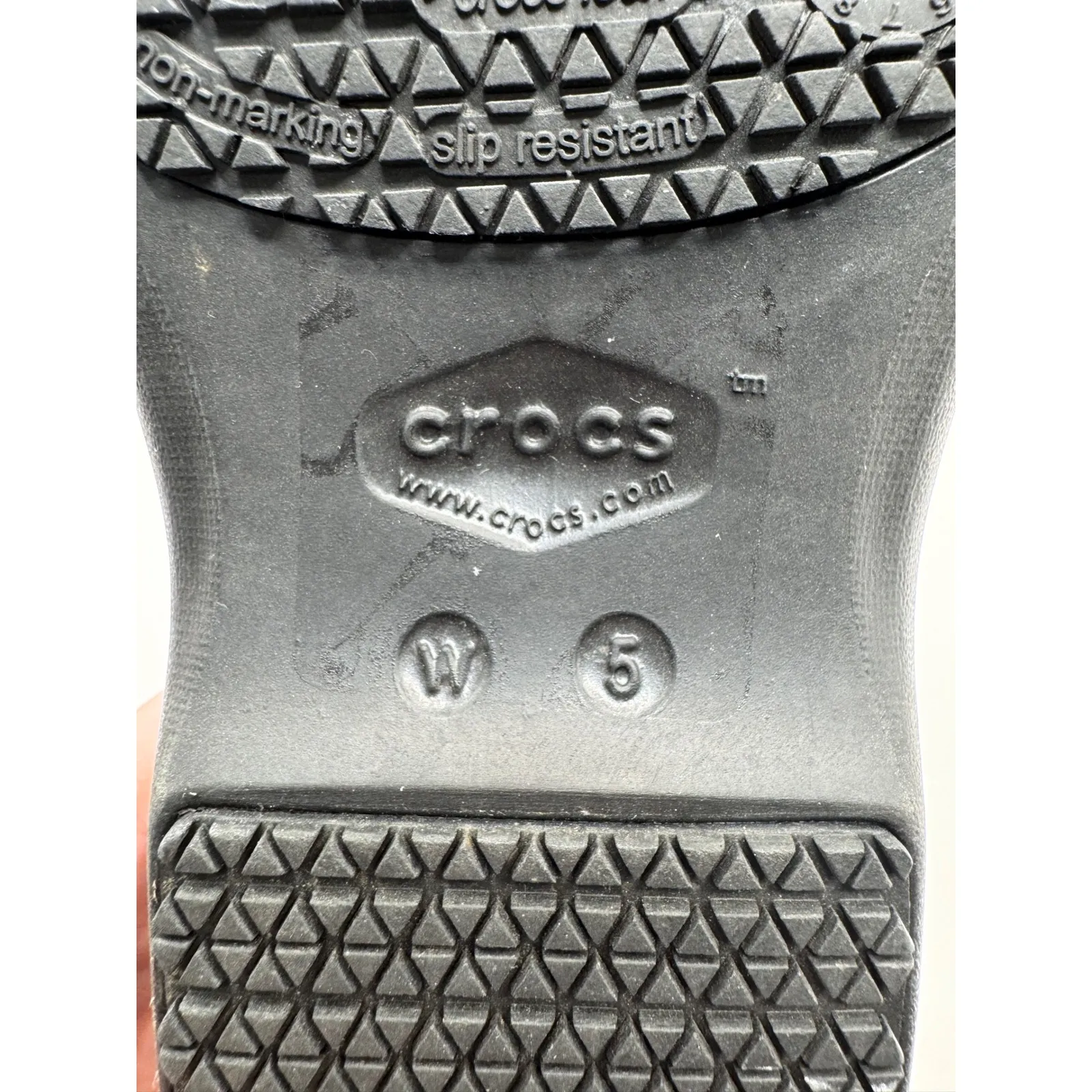 Crocs Shoes Women 5 Black Gray Leopard Neria Pro II LiteRide Work Clogs Non Slip - Image 10