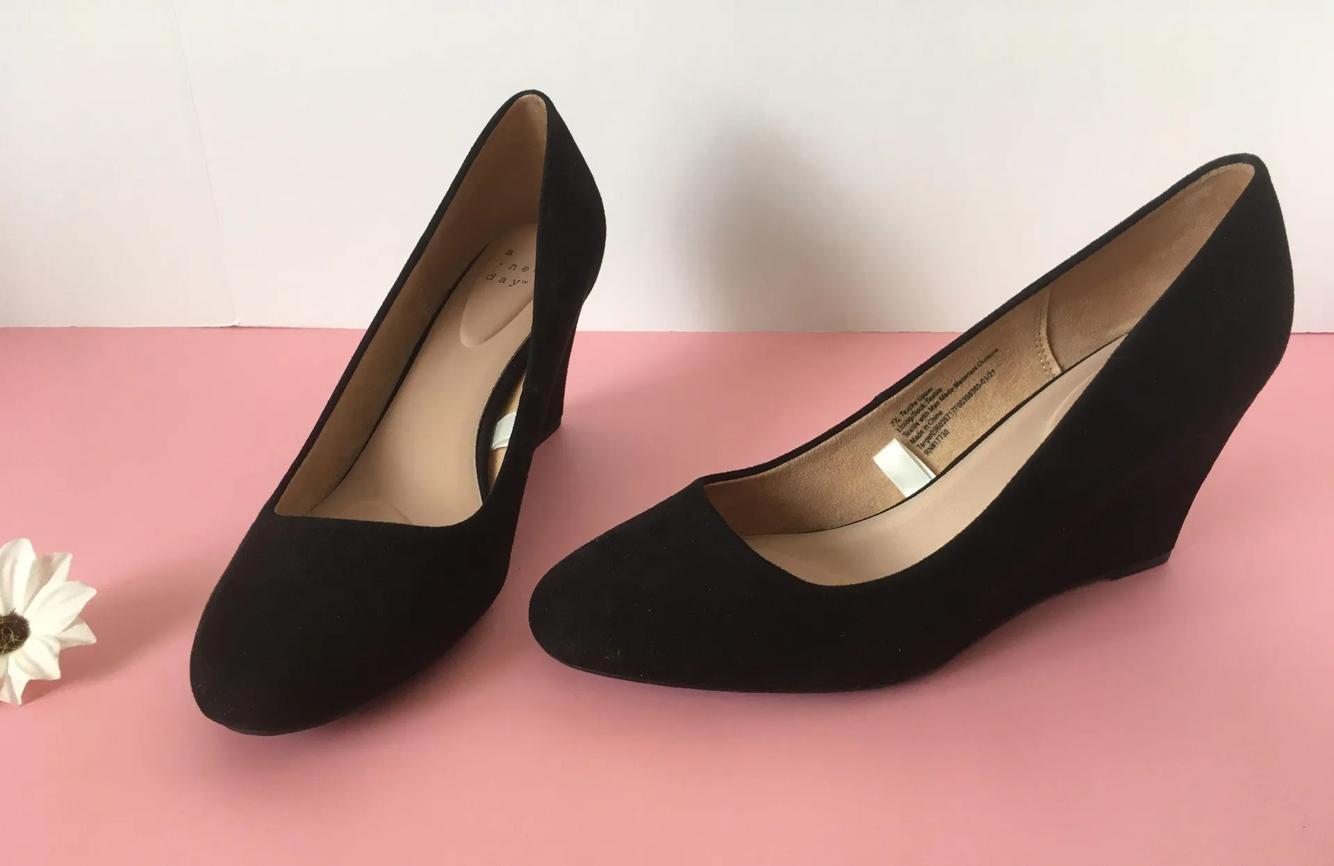 Black Wedge Heels, Size 7 1/2 - Image 2
