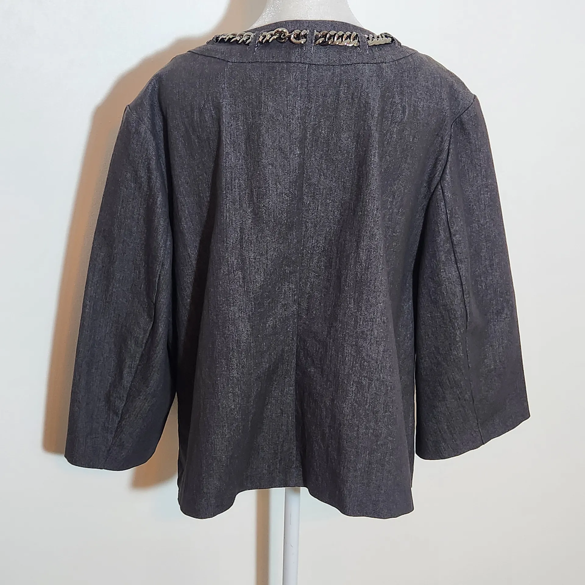 Cato Gray Denim Chain Embellished Jacket Size 18/20W Cato Woman Denim Jacket - Image 5