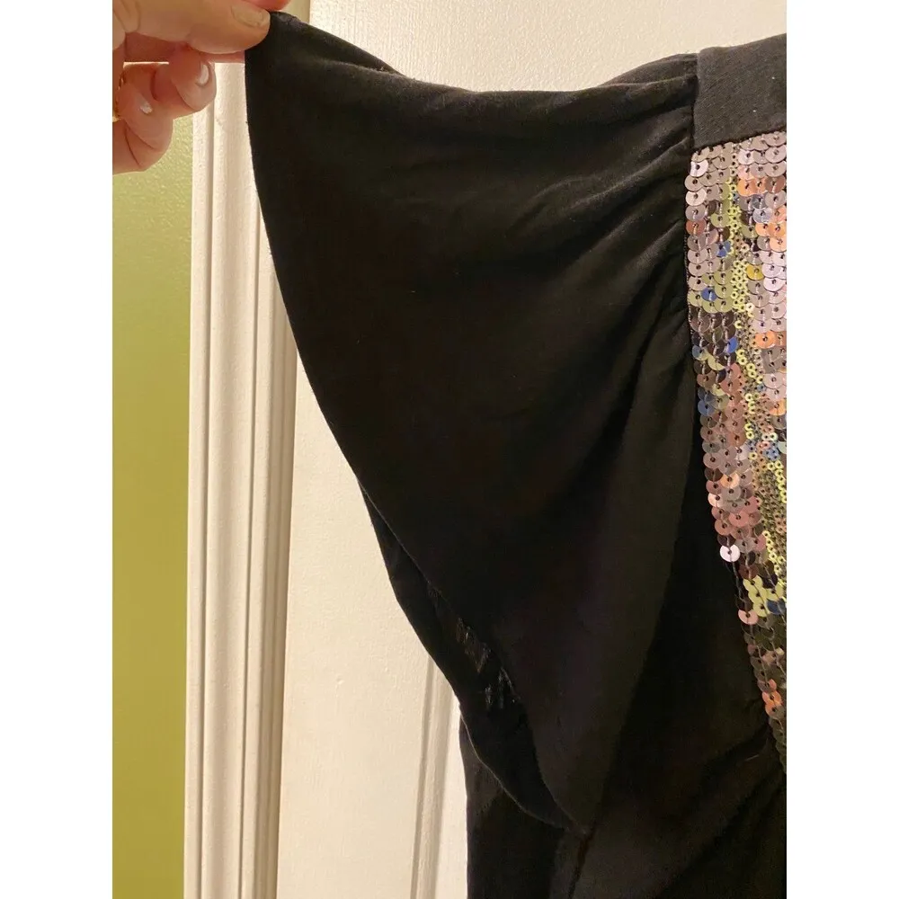 Black Sequin u neck top Size L Y2K Size L - Image 3