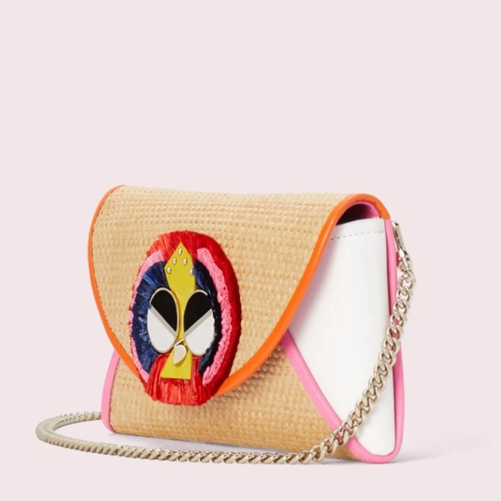 RARE🔥Authentic Kate Spade Straw/Leather Clutch/Crossbody with card case set - Image 3