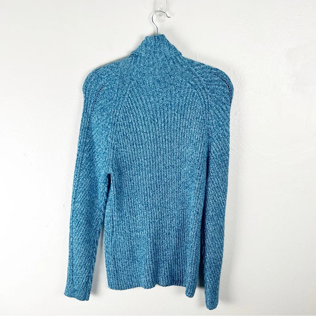 SUNDANCE Teal Cotton Silk Blend Knit Long Sleeves Turtleneck Tunic Sweater Large - Image 2