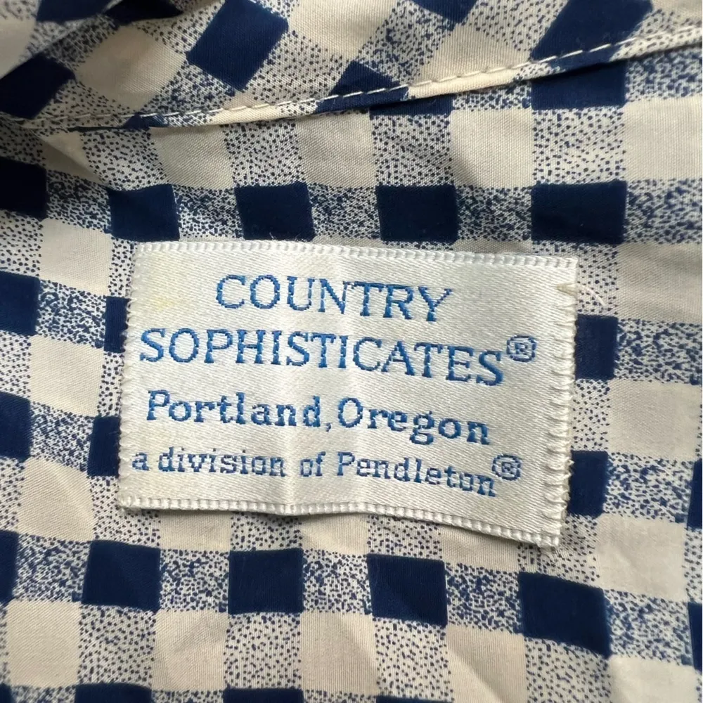 Vintage‎ Country Sophisticates by Pendleton Gingham Check Button Up Blouse - Image 7