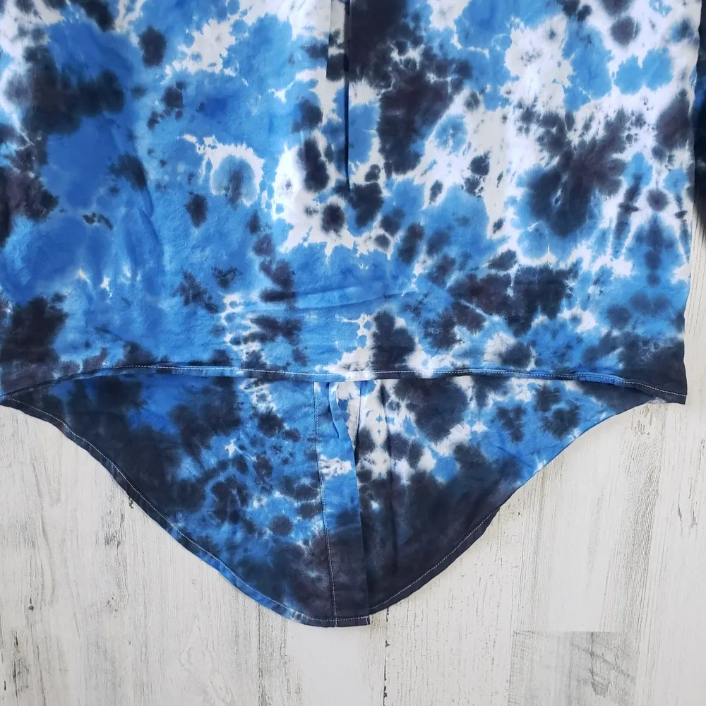 Madewell Black & Blue Crinkled Tie Dye Button Down Shirt Women's Size Medium - Image 10