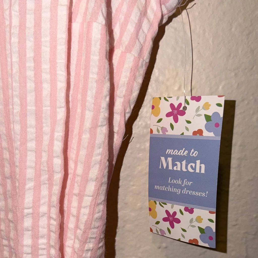 New Madison Grey Pastel Pink Striped Sleeveless Dress Size M - Image 3