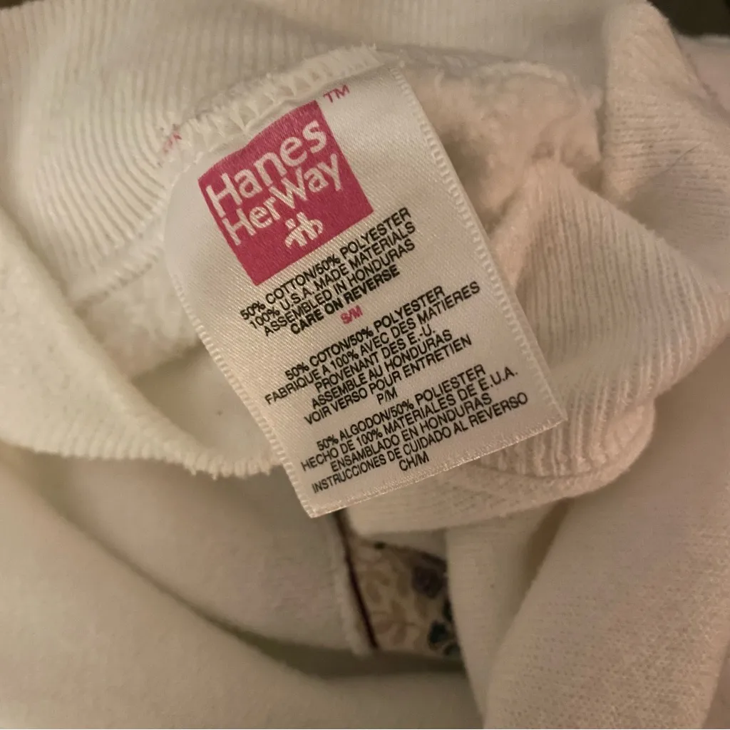 Vtg 90s Floral Patchwork Graphic Sweatshirt / Sweatshirt Dress White S/M - Image 14