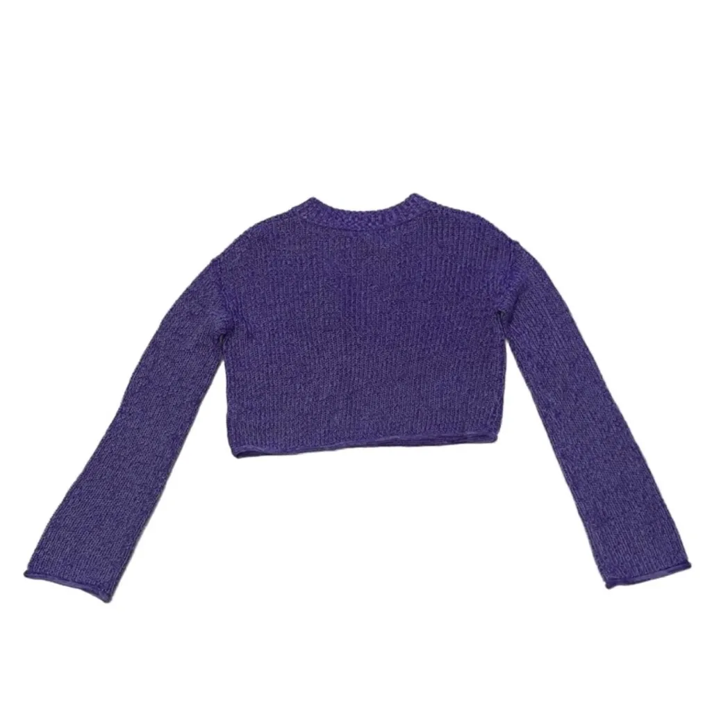 Wild fable purple cropped cable knit crewneck sweater XS - Image 7