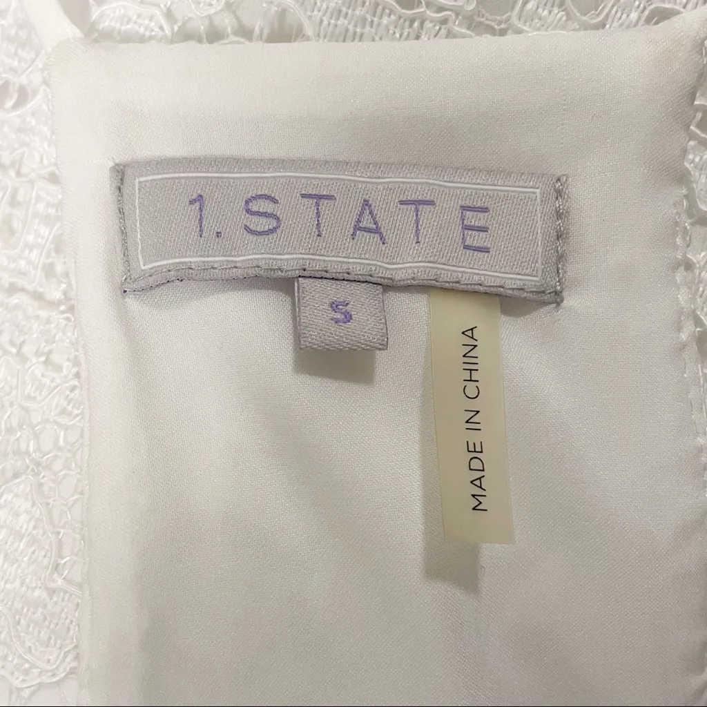 1.State White Lace Spaghetti Strap Racerback Dress Small Lined 1 State - Image 5