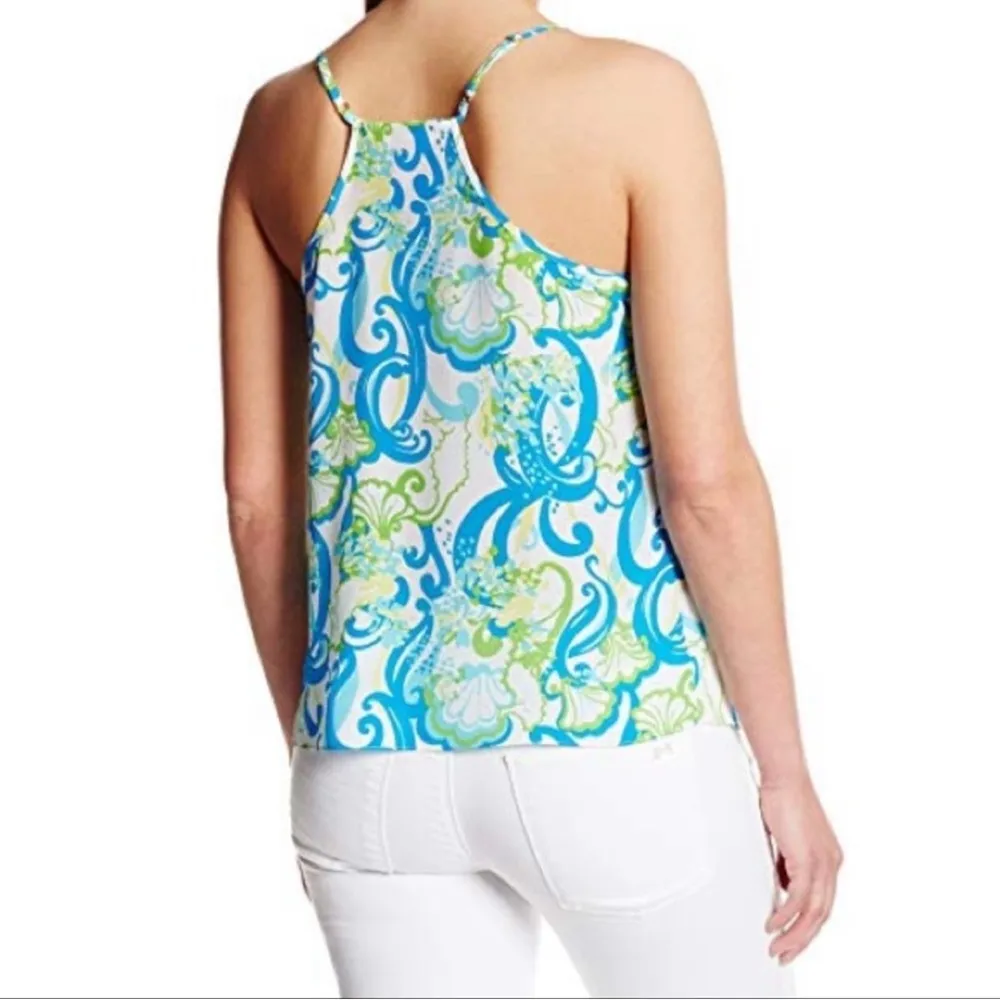 Lilly Pulitzer Crystal Coast Silk Dusk Racerback Tank Top Shirt Blouse Size XS - Image 2