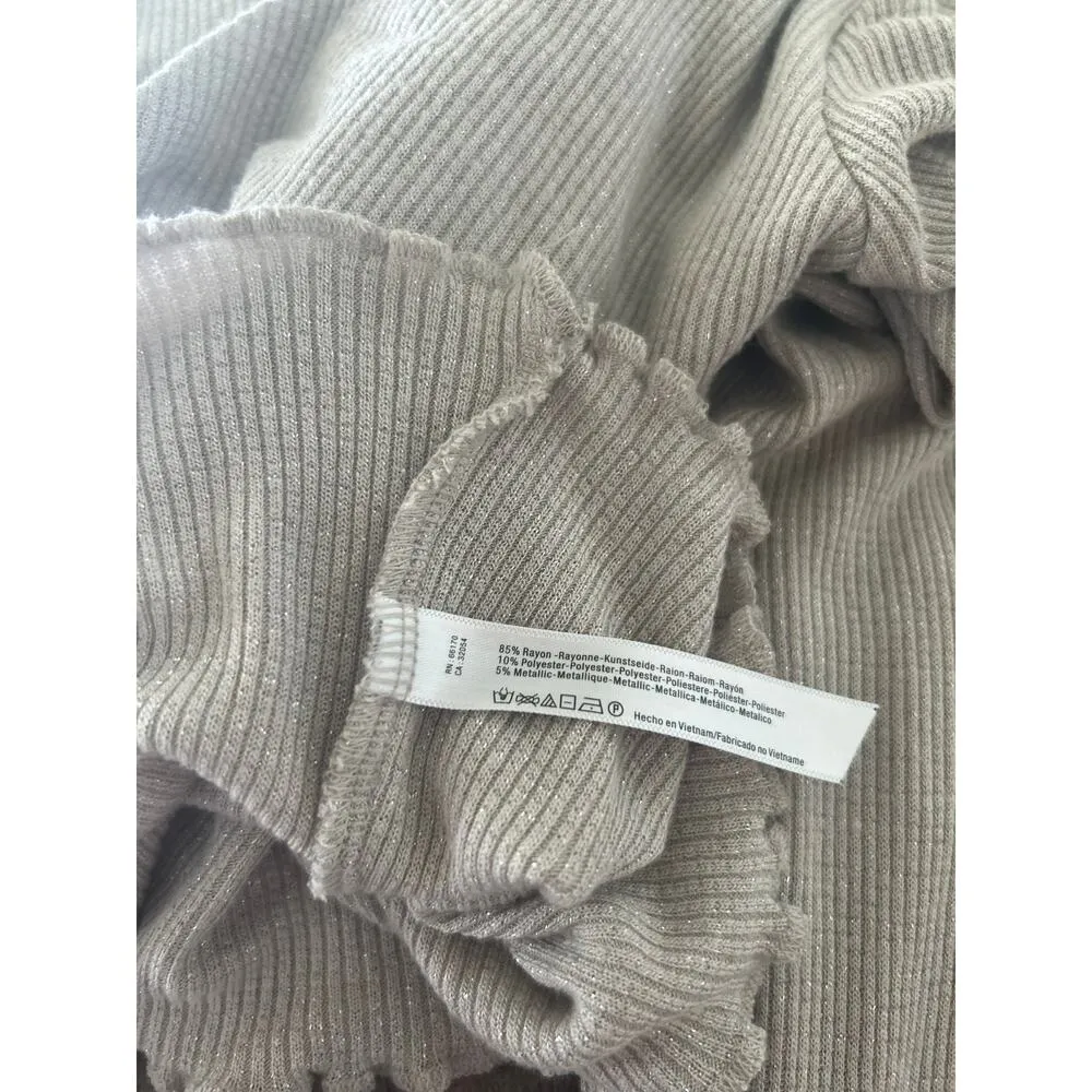 Intimately Free People Grey Silver Metallic Babydoll Ribbed Long Sleeve Gray Size L - Image 6