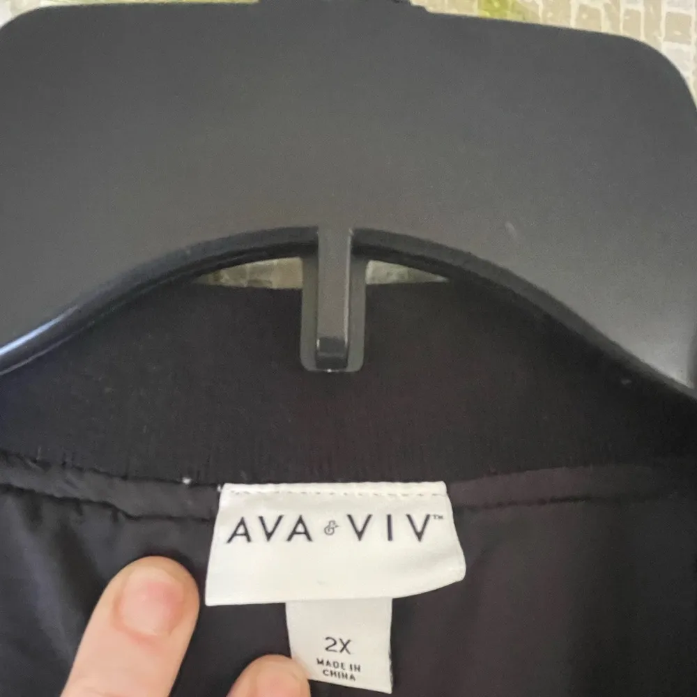 Ava & Viv tropical palm frond patterned fully  lined jacked Size 2X - Image 5