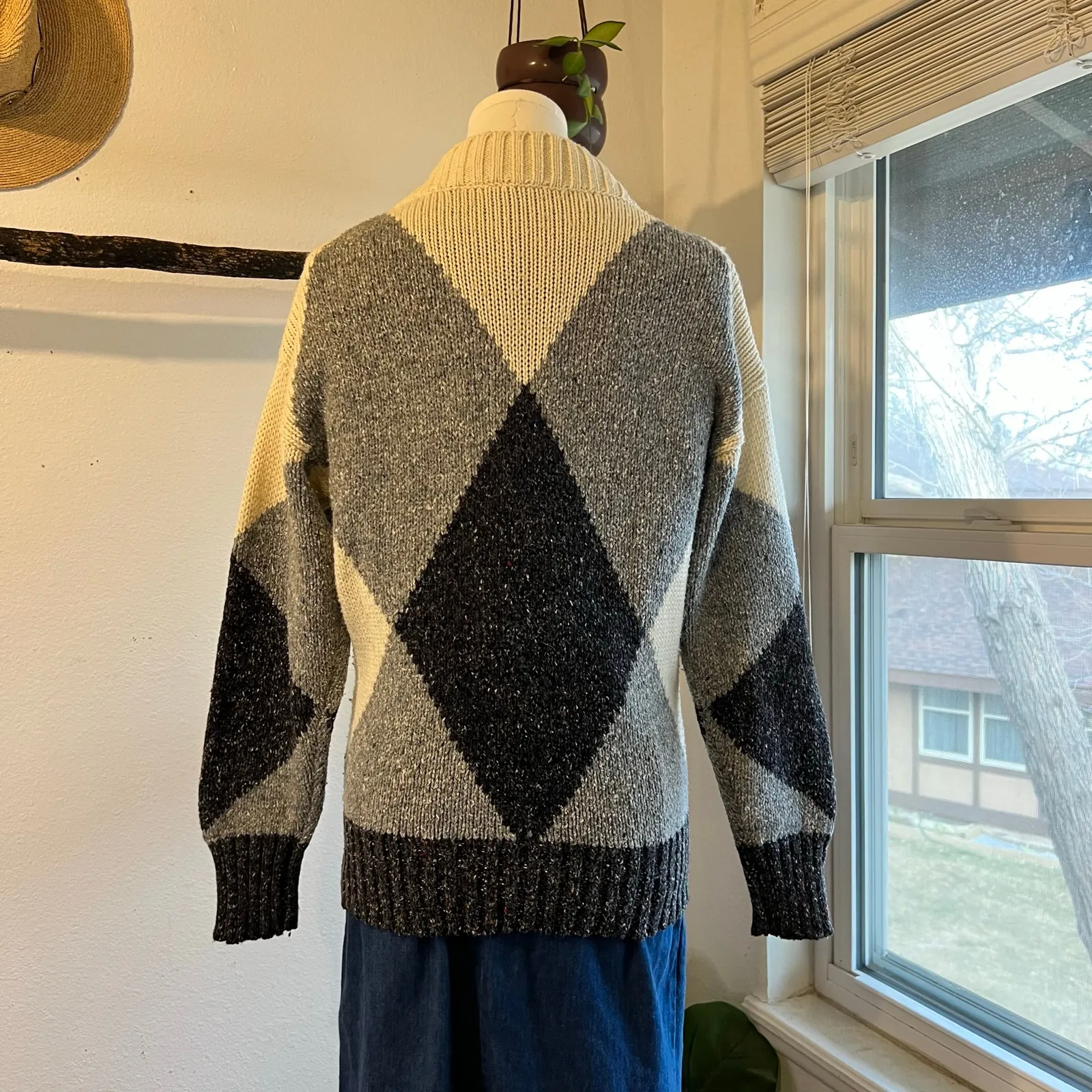 Liz Claiborne Vintage 90s Gray, Black & White Wool Cotton Blend Size Small - Image 5