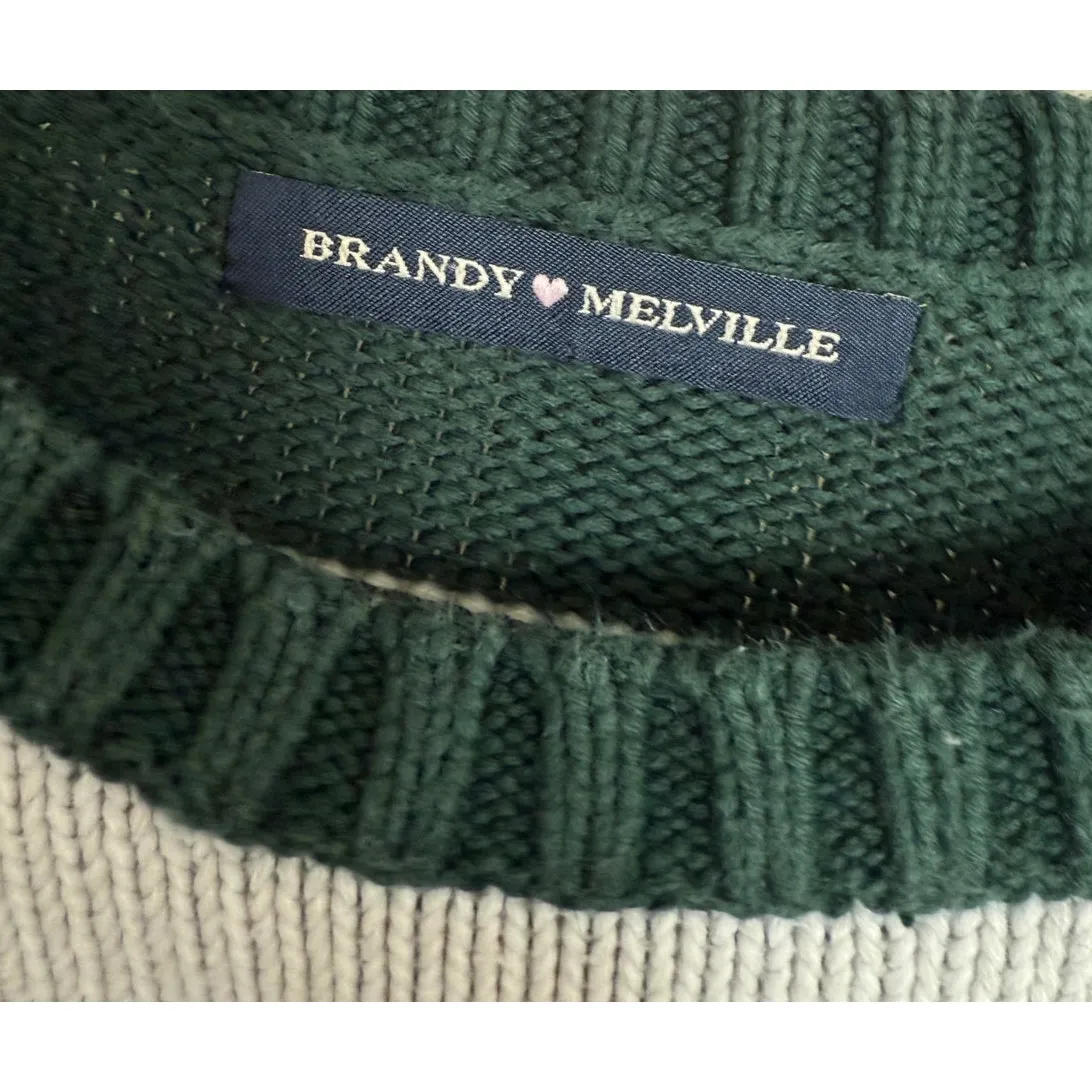 BrandyMelville Cotton Stripe Green Knit Oversize LongSleeve CrewNeck Sweater-S/M - Image 5