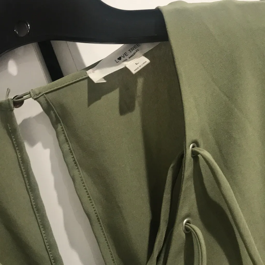 Olive green shorts olive green romper - Image 2