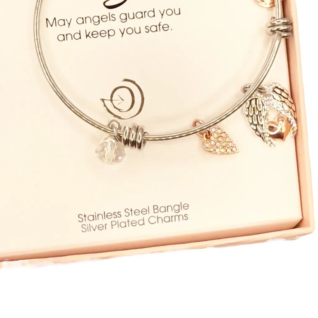 Love This Life® Two Tone Stainless Steel “Angel”‎ Cubic Zirconia Shaker Bracelet - Image 3
