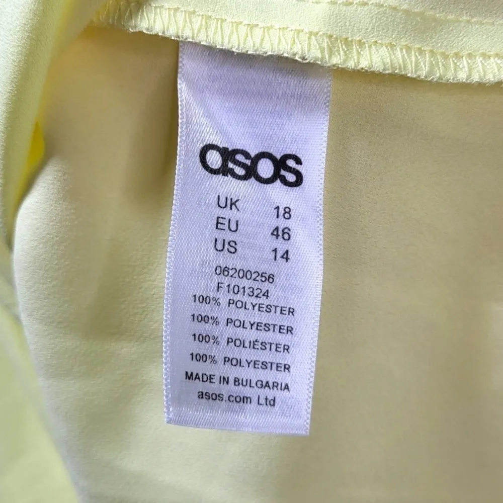 NWT ASOS Curve Asymmetrical Ruffle Tier Sheer Ruched Long Sleeve Dress in Yellow - Image 8