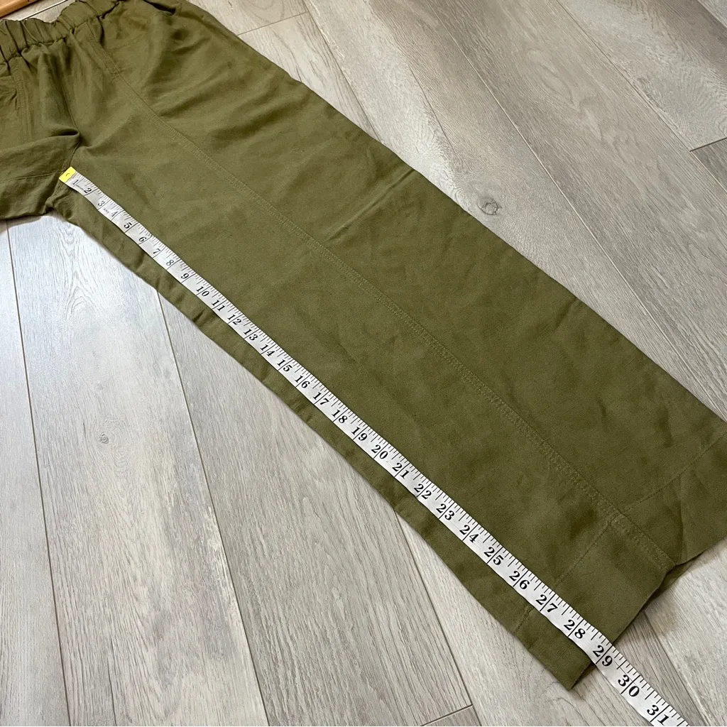 Madewell Linen Pants wide leg pull on womens Green (xsmall) minimalist chic - Image 3