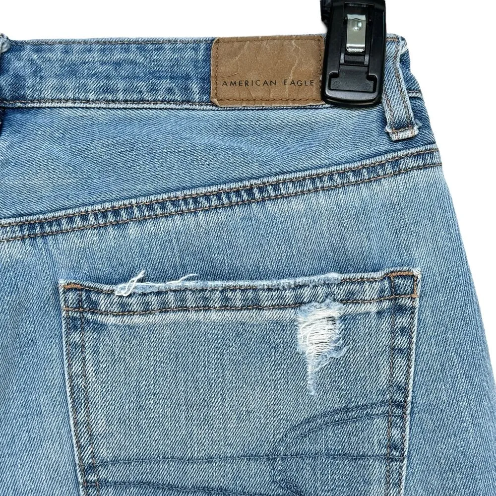 American Eagle SZ 6 Mom Jeans Distressed Rips High-Rise Zip-Fly Pockets Blue - Image 8