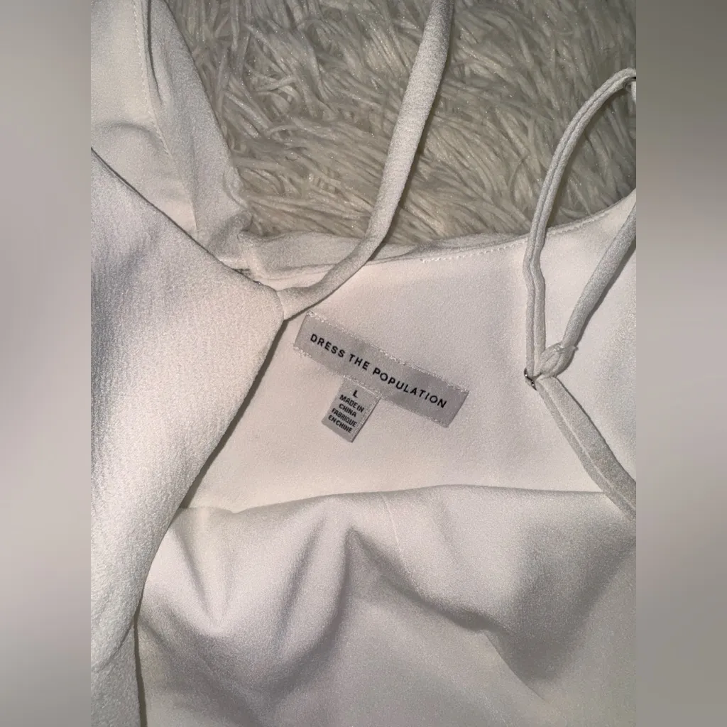 NWOT Dress the population Alondra Blouson Sheath Dress in white sz L - Image 8