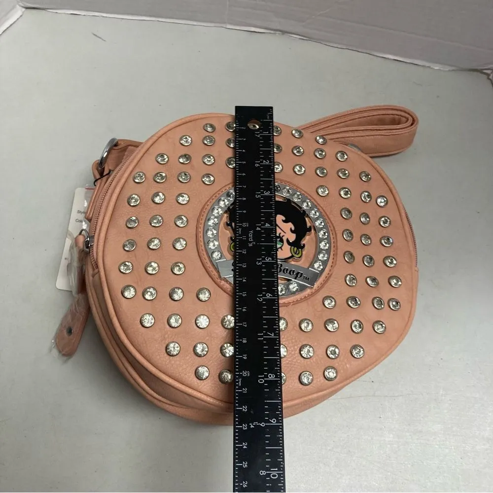 BETTY BOOP Women’s Crossbody‎ Pink  
8.5 X3X8.5 New With Tags Studded - Image 4