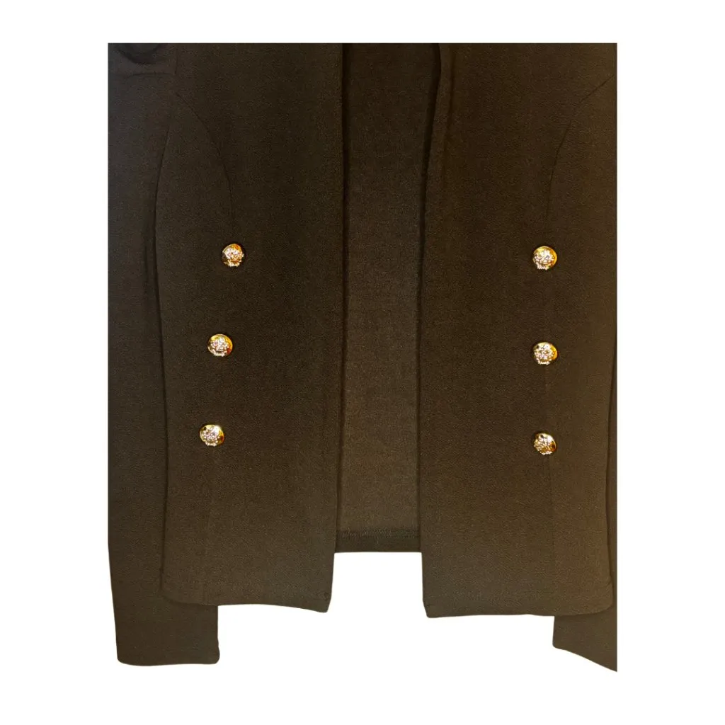 268. Black Faux Double Breasted Jacket | Size L | Classic Structured Outerwear Size L - Image 3