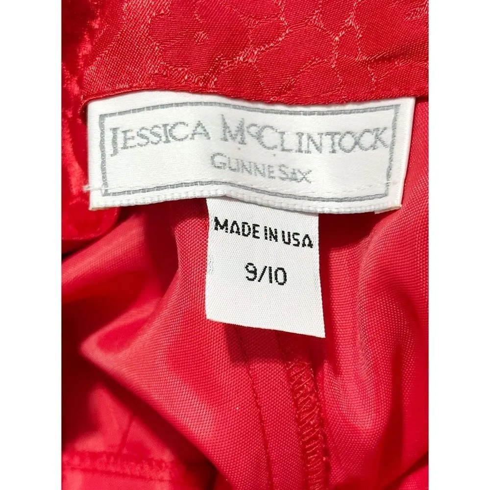 Jessica McClintock  Gunne Sax Vintage 80s Juniors Bow Tea Dress Size 9/10 Red - Image 2