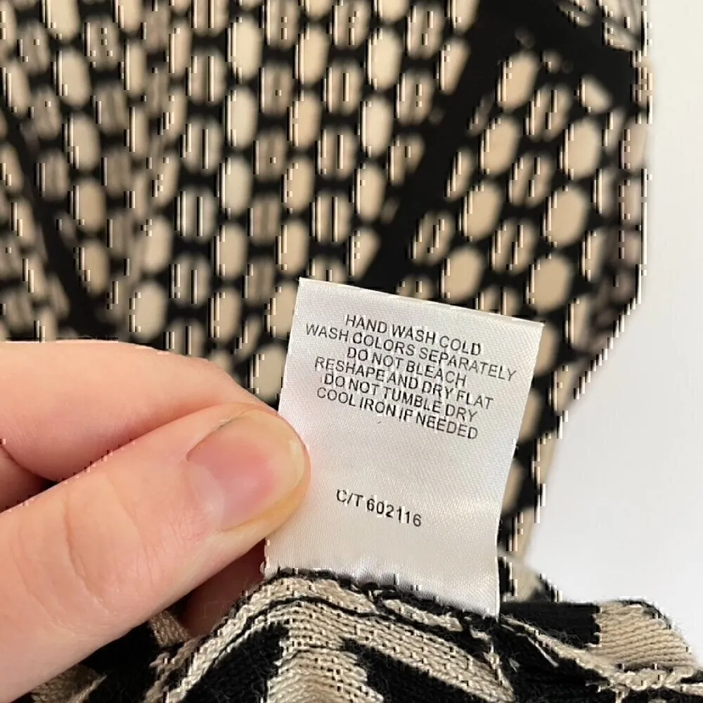 TAYLOR Cream Beige Black Geo Geometric 3/4 Sleeve Knit Fit & Flare Sweater Dress Size M - Image 9