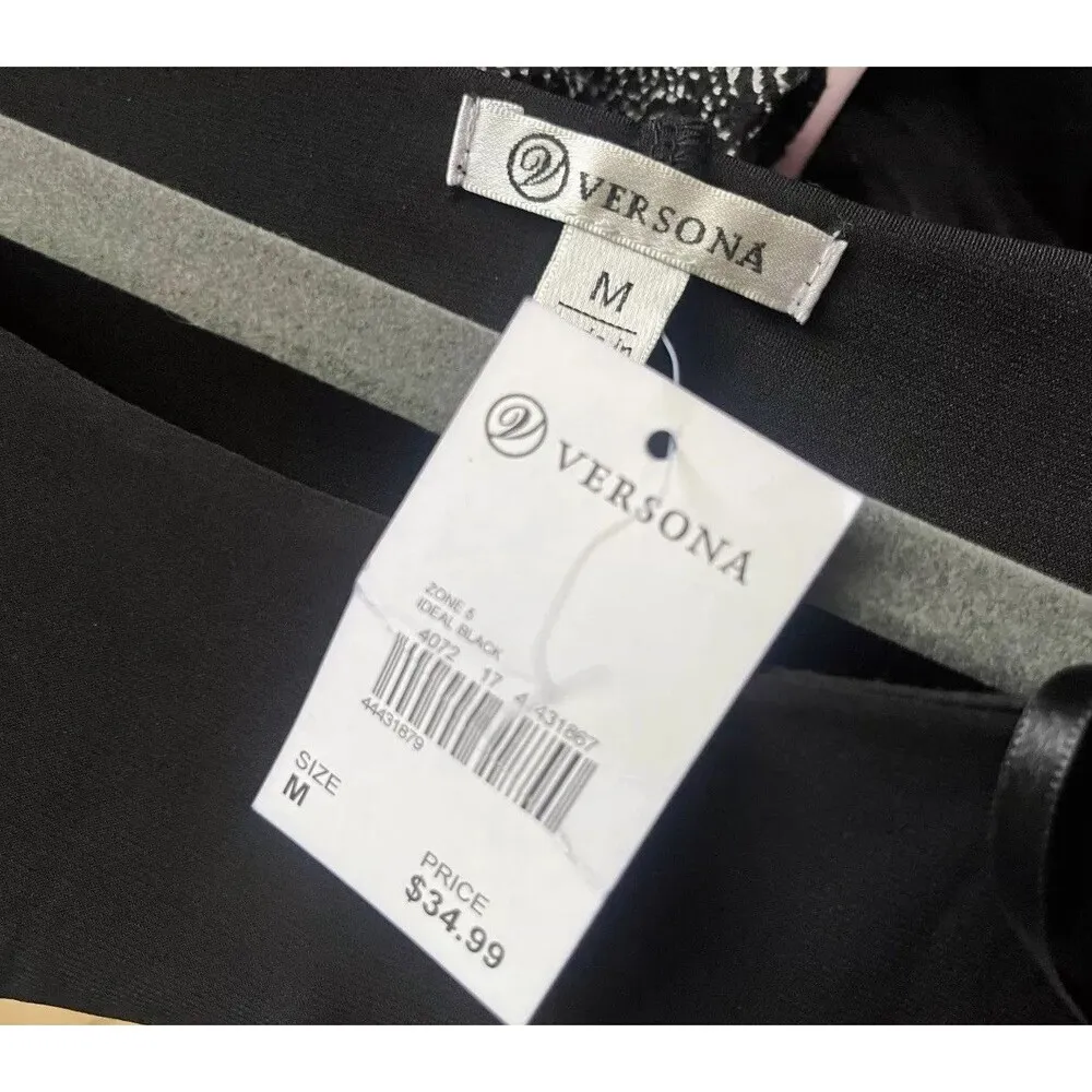 NWT Versona - Black Maroon striped 3/4 sleeve stretch shift dress, L - Image 7